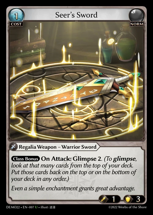 Seer's Sword &mdash; Grand Archive TCG card
