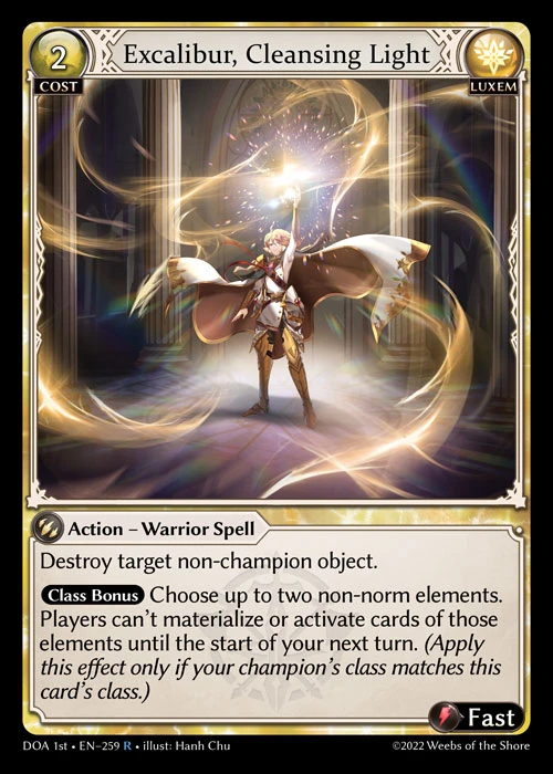 Excalibur, Cleansing Light &mdash; Grand Archive TCG card