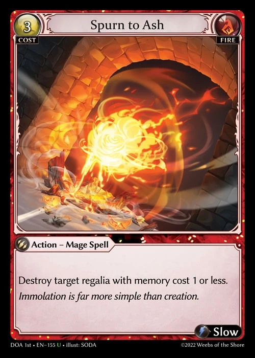 Spurn to Ash &mdash; Grand Archive TCG card