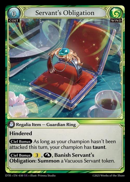 Servant's Obligation &mdash; Grand Archive TCG card