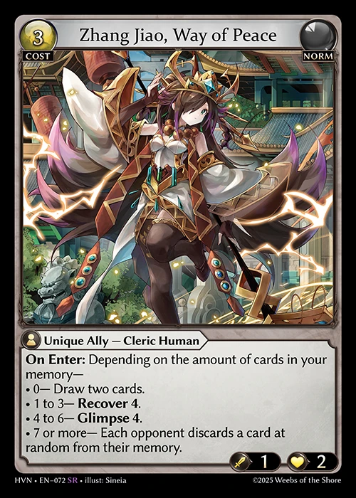 Zhang Jiao, Way of Peace &mdash; Grand Archive TCG card