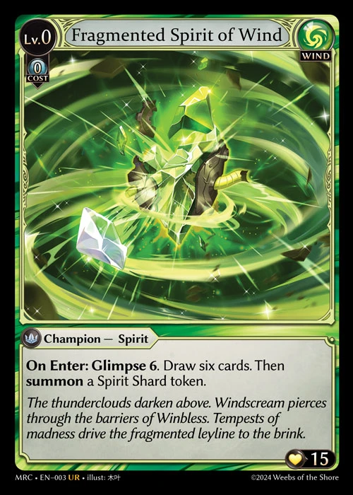 Fragmented Spirit of Wind &mdash; Grand Archive TCG card