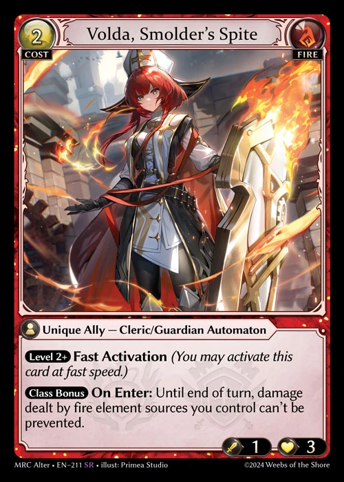 Volda, Smolder's Spite &mdash; Grand Archive TCG card
