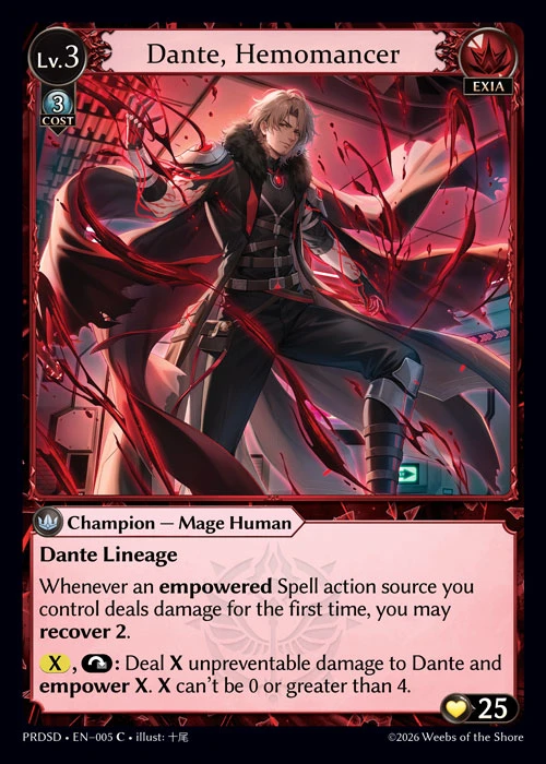 Dante, Hemomancer &mdash; Grand Archive TCG card