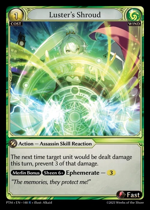 Luster's Shroud &mdash; Grand Archive TCG card