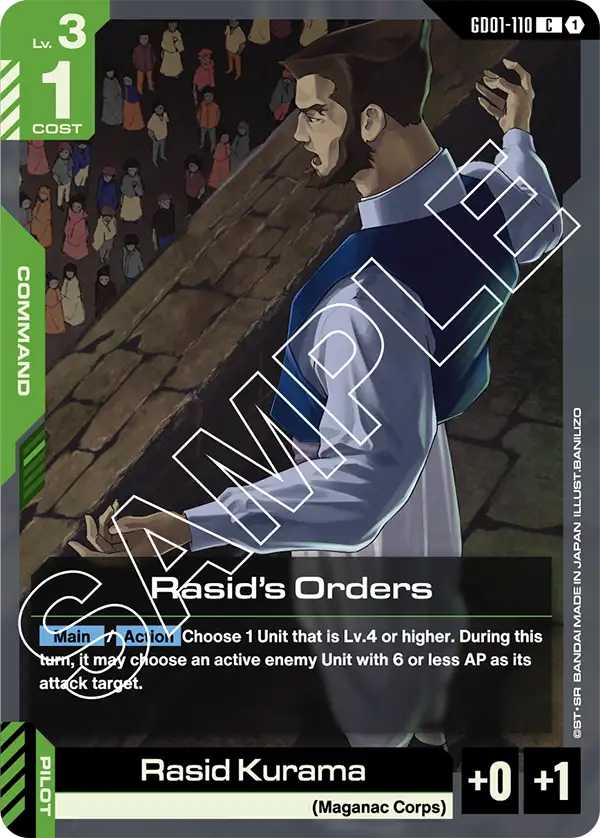 Rasid's Orders &mdash; Gundam Card Game card