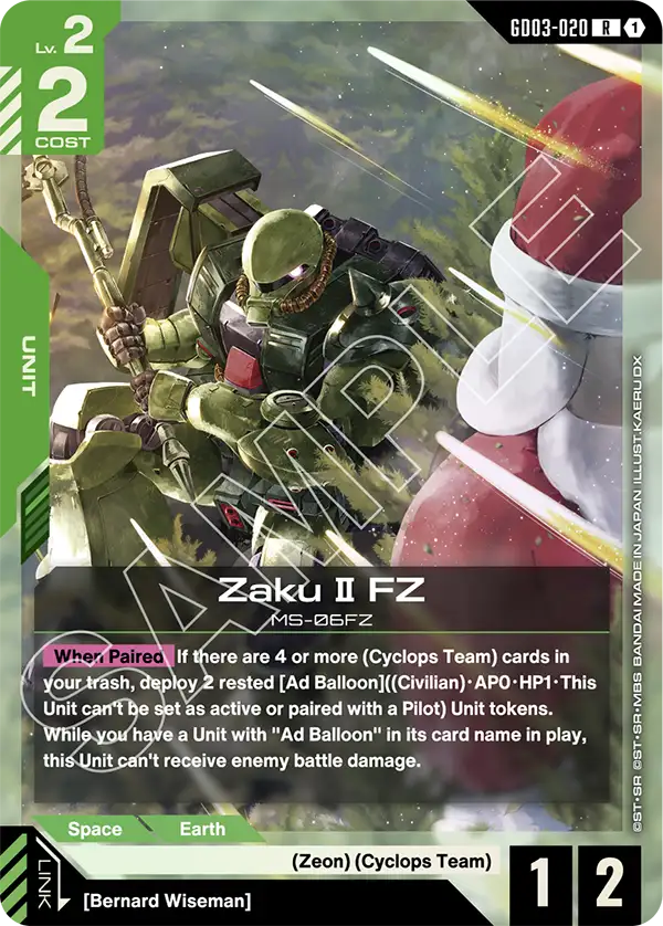 Zaku Ⅱ FZ &mdash; Gundam Card Game card