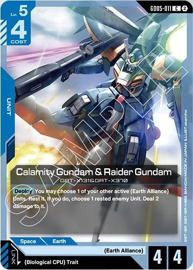 Calamity Gundam & Raider Gundam &mdash; Gundam Card Game card