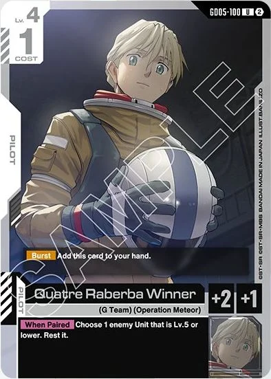 Quatre Raberba Winner &mdash; Gundam Card Game card