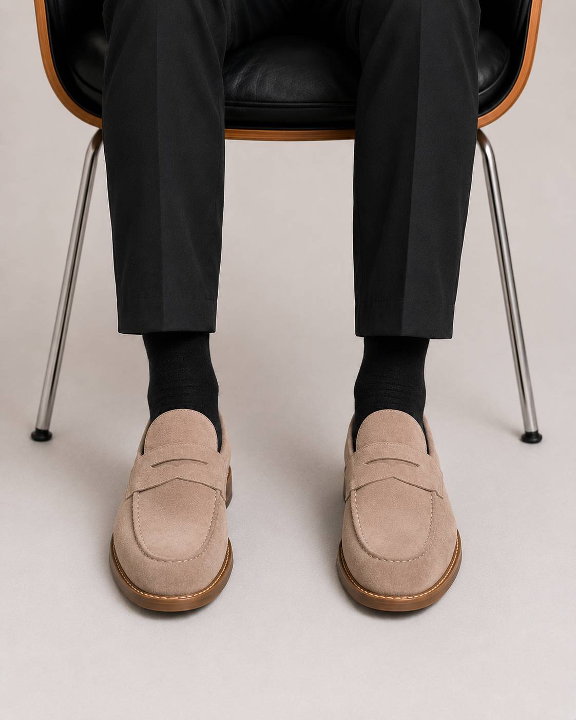 Brown suede loafers