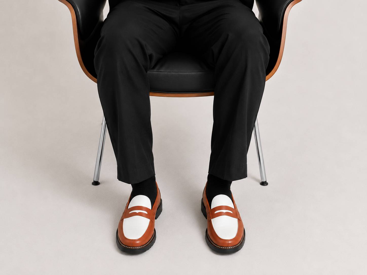 Brown and white Penny Loafer