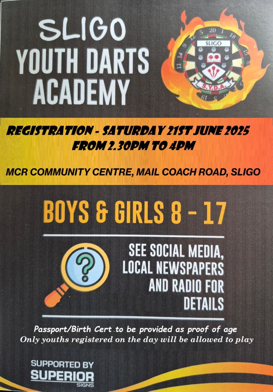 Sligo Youth Darts Academy Poster