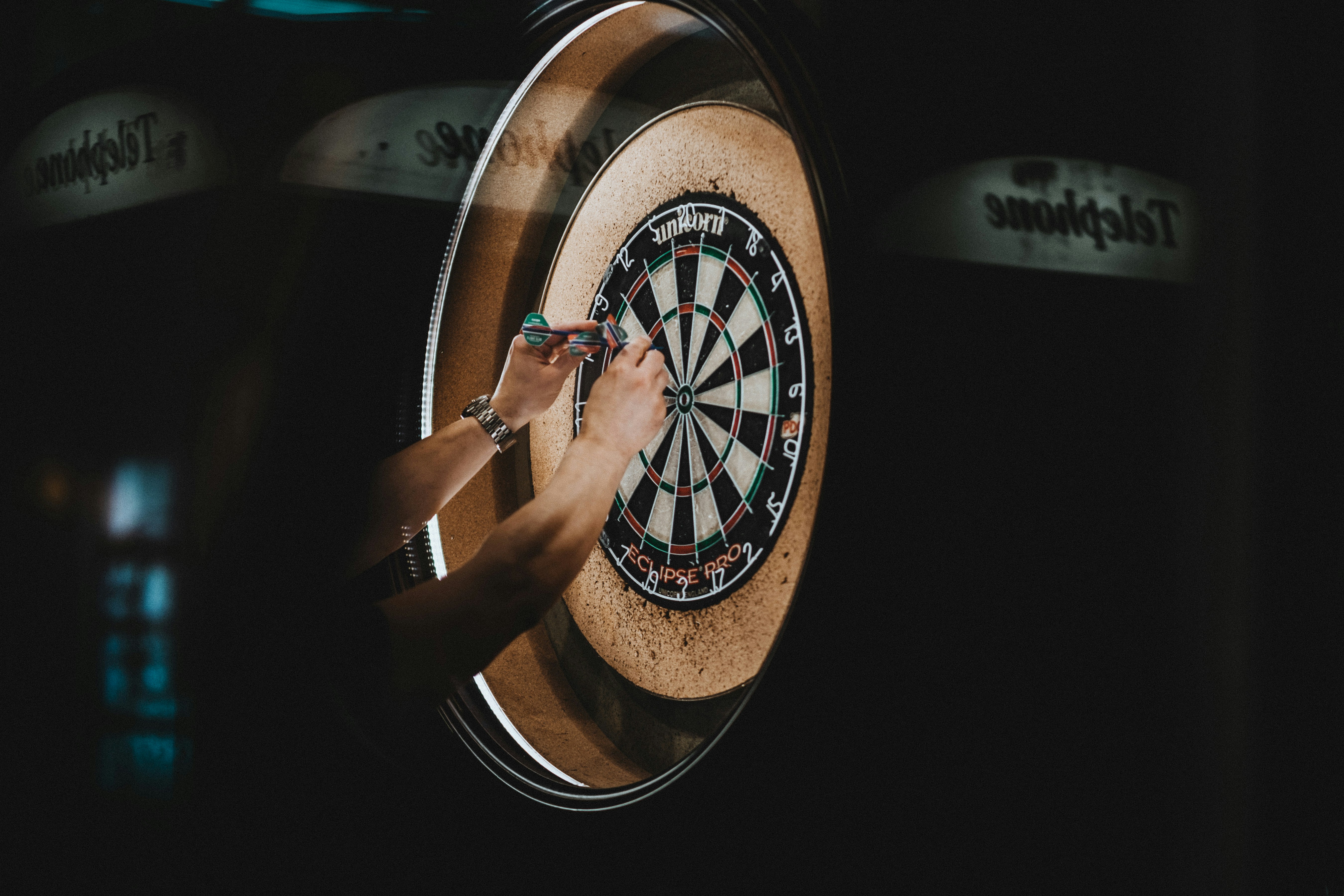 Darts on a dartboard
