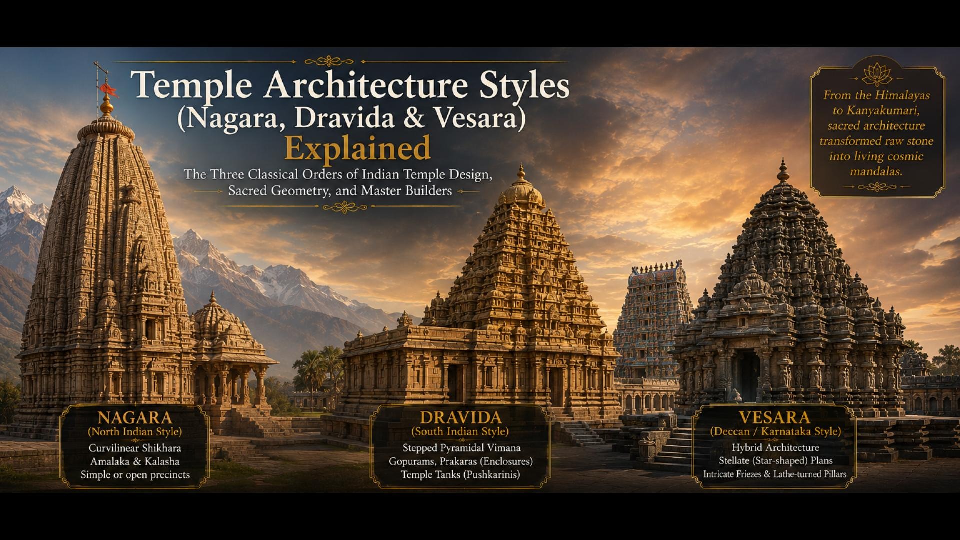 Temple Architecture Styles (Nagara, Dravida & Vesara) Explained