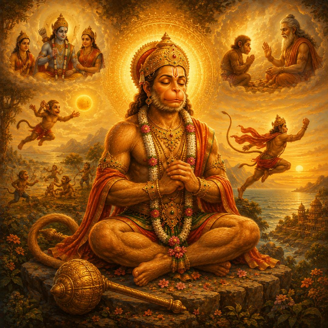 Hanuman realizing powers
