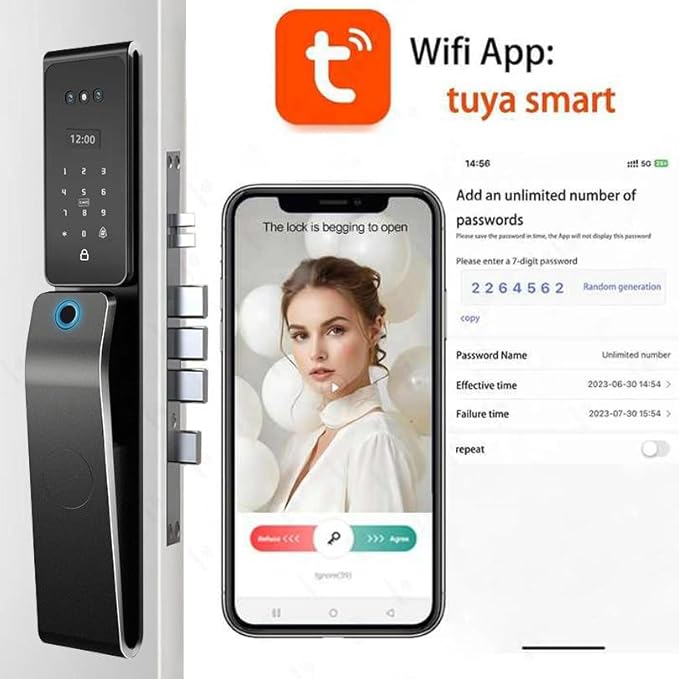 ICONIC X10 Smart Door Lock with Camera & Video Intercom (Face ID, Palmprint, Fingerprint, Passcode, Card, Key, Tuya App) 2