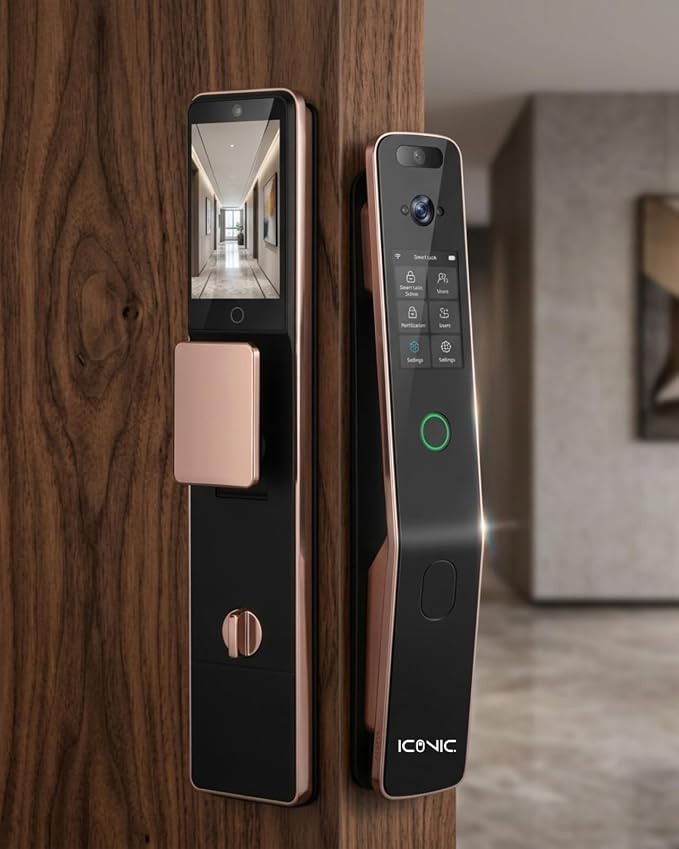 ICONIC X40 Ultra Smart Door Lock with HD Camera, External Screen & Live Video Intercom (Face ID, Palmprint, Fingerprint, Passcode, Card, Key, Tuya App) 6