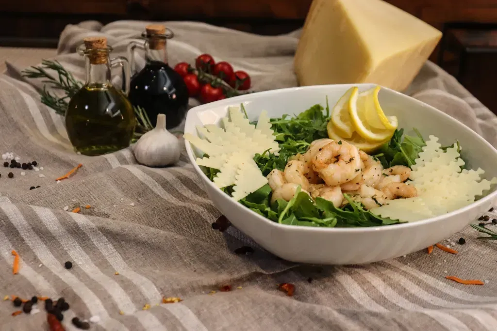 Insalata rucola e gamberetti