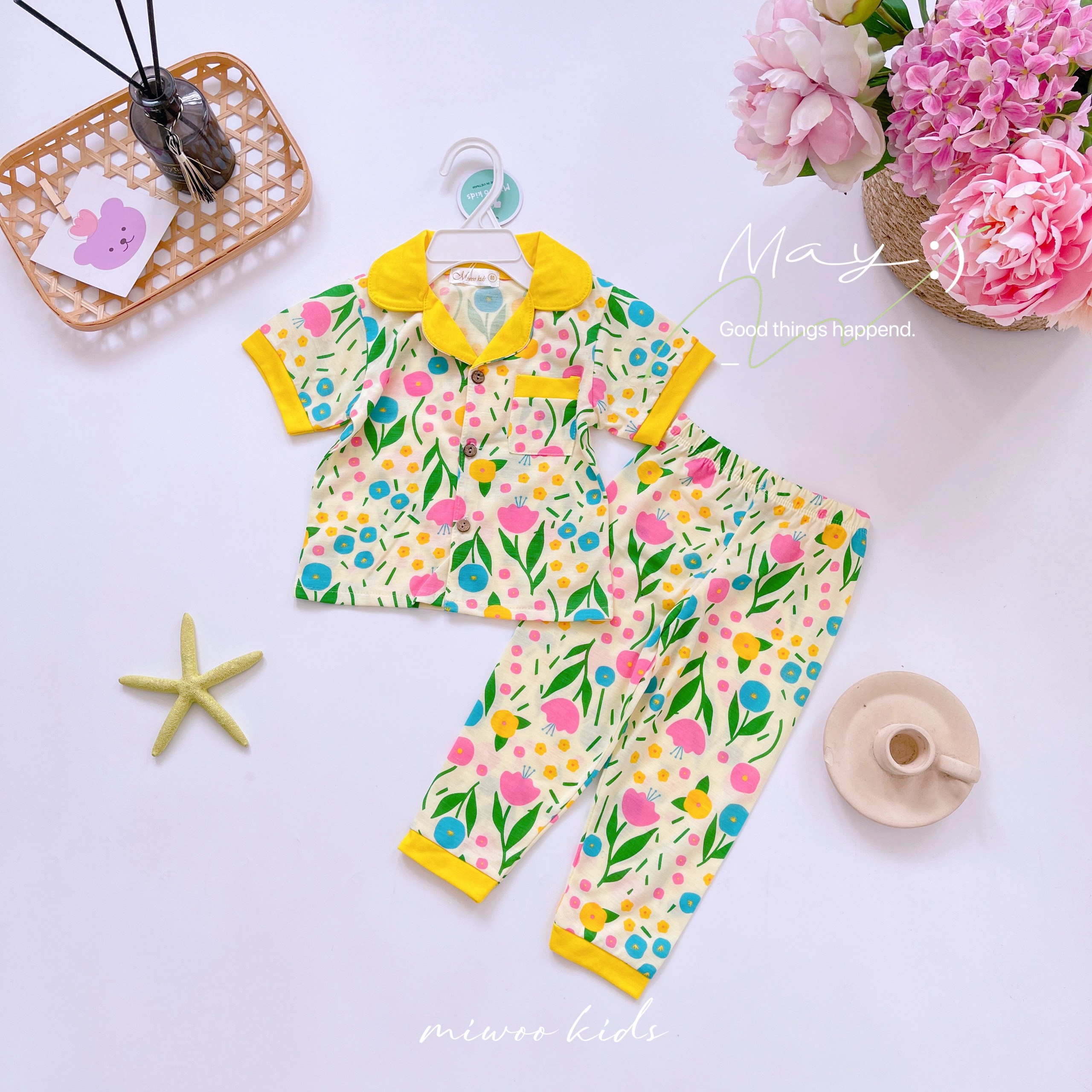Miwoo Kids Floral Yellow Collar