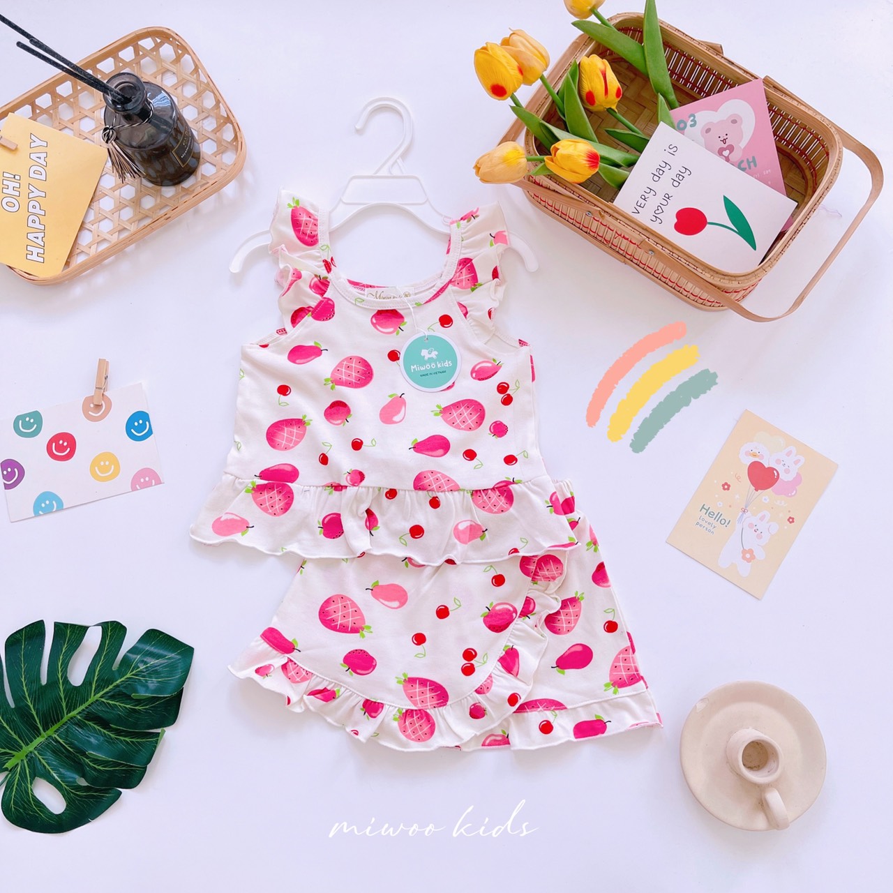 Miwoo Kids White Pink Fruits