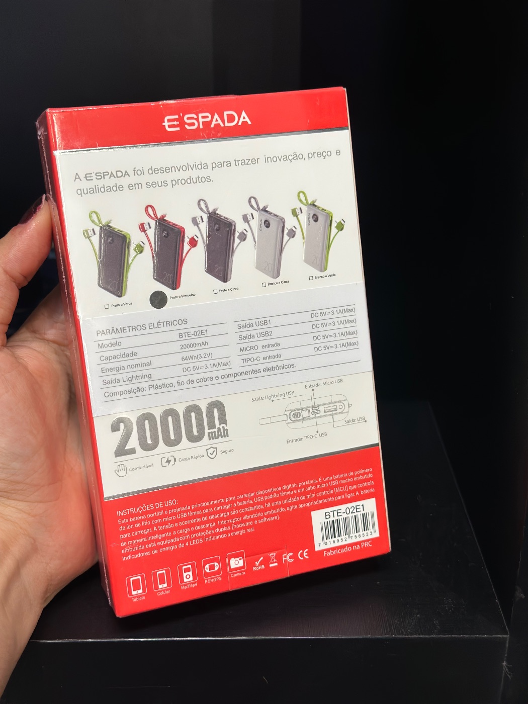 POWER BANK ESPADA 20.000mAh
