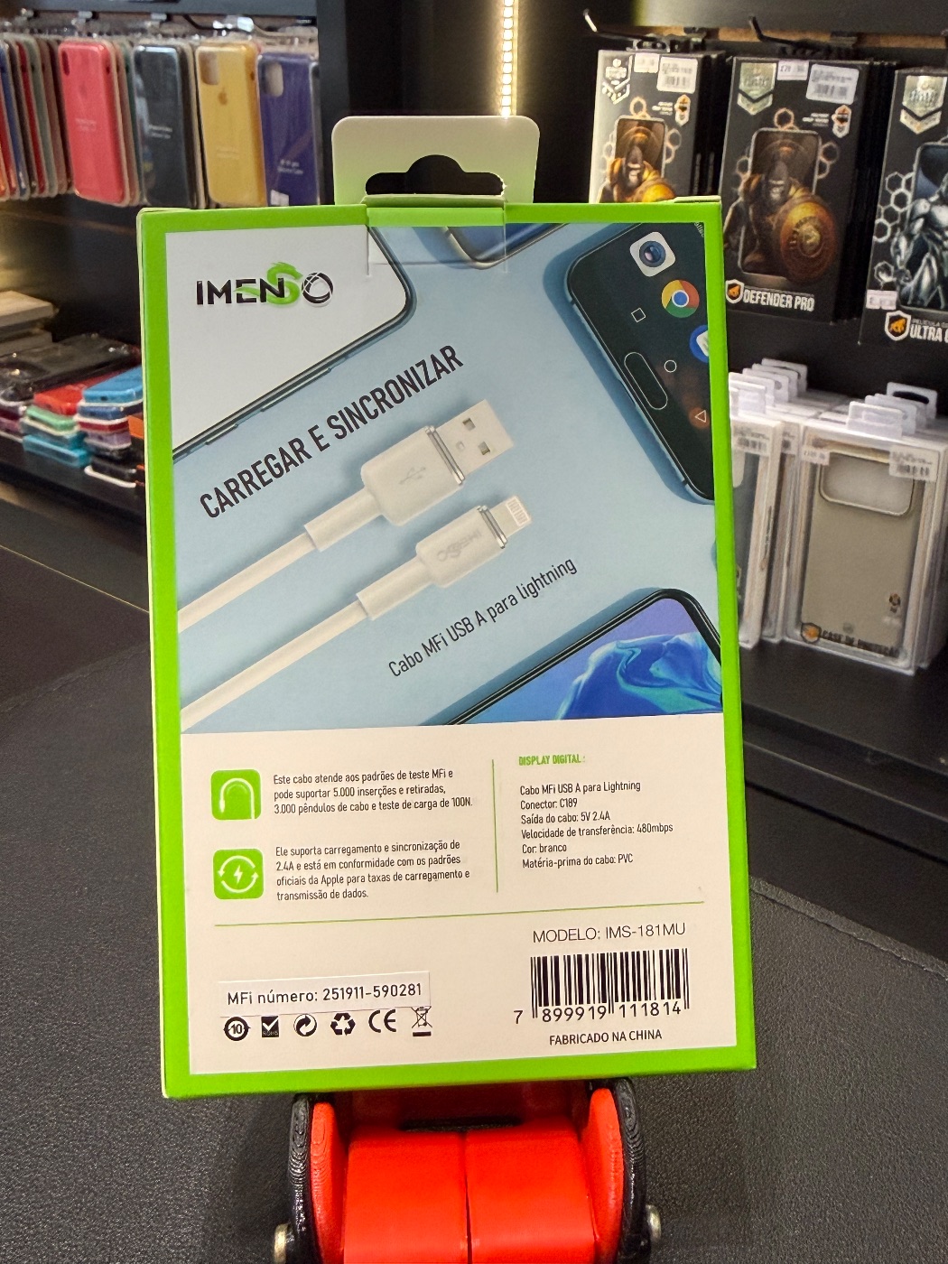 CAB0 IMENSO CARREGADOR E SINCRONIZAR USB A P/ LIGHTNING