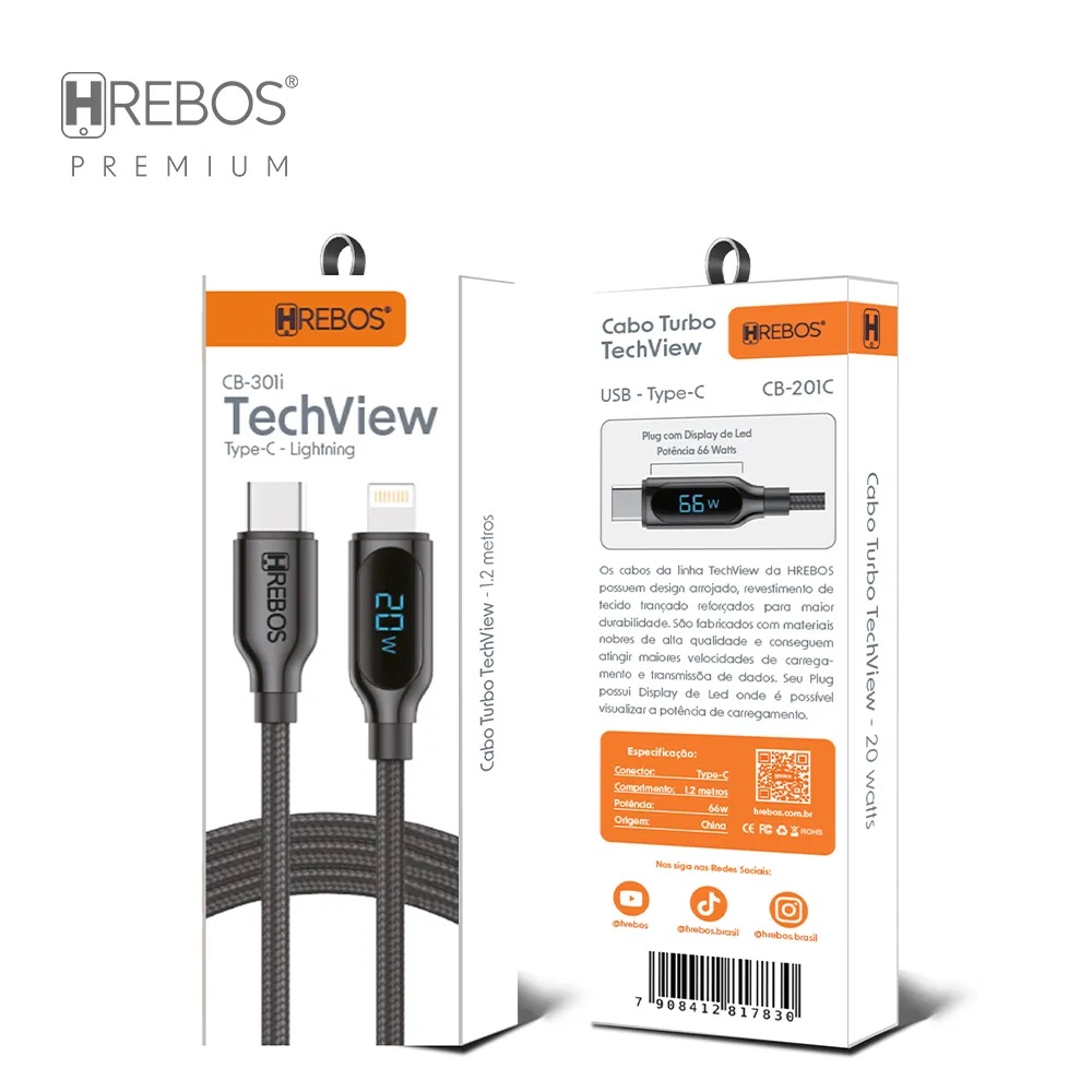Cabo TechView TYPE- C -LIGHTNING 1.2 Metros