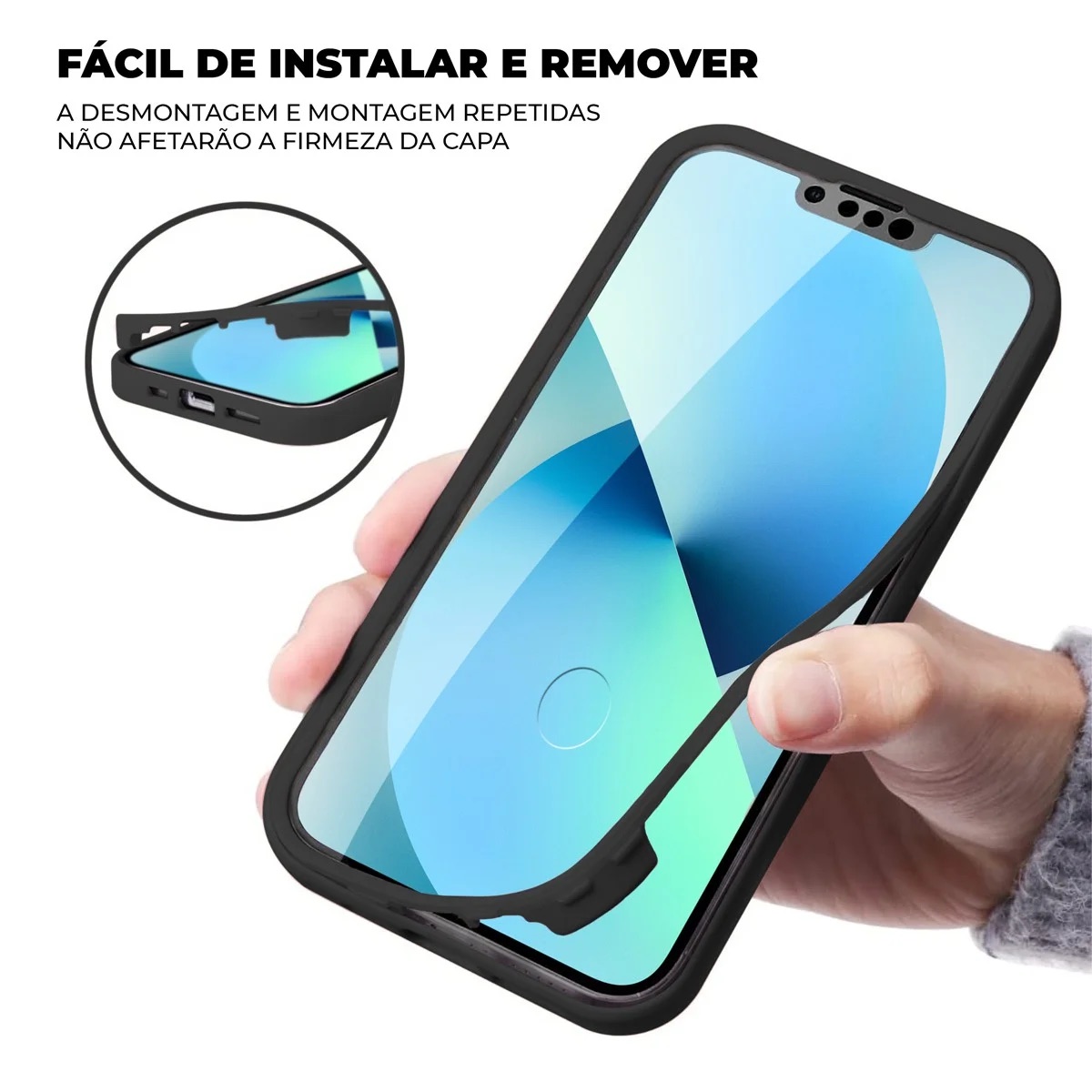 CAPA 360 IPHONE 14  - PRETA - FRENTE E VERSO