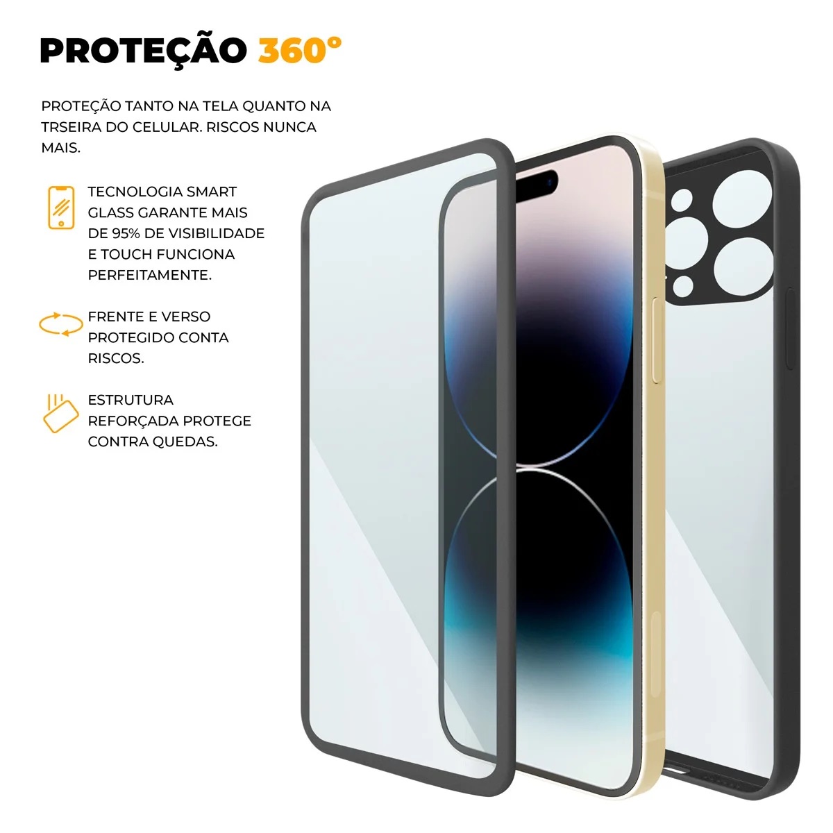 CAPA 360 IPHONE 14 PRO MAX - PRETA - FRENTE E VERSO