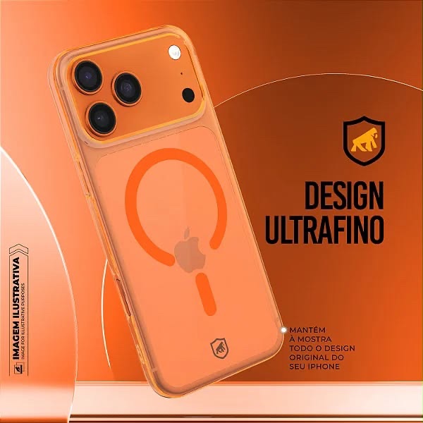 CAPA CRYSTAL SLIM 17 PRO MAX (NÃO AMARELA) TRANSPARENTE E LARAMJA
