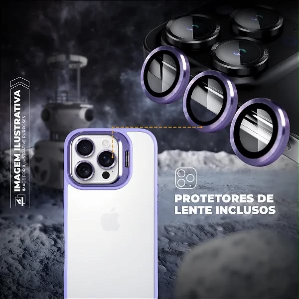 CAPA GRAVITY + LENTE CÂMERA LILÁS 16 PRO MAX