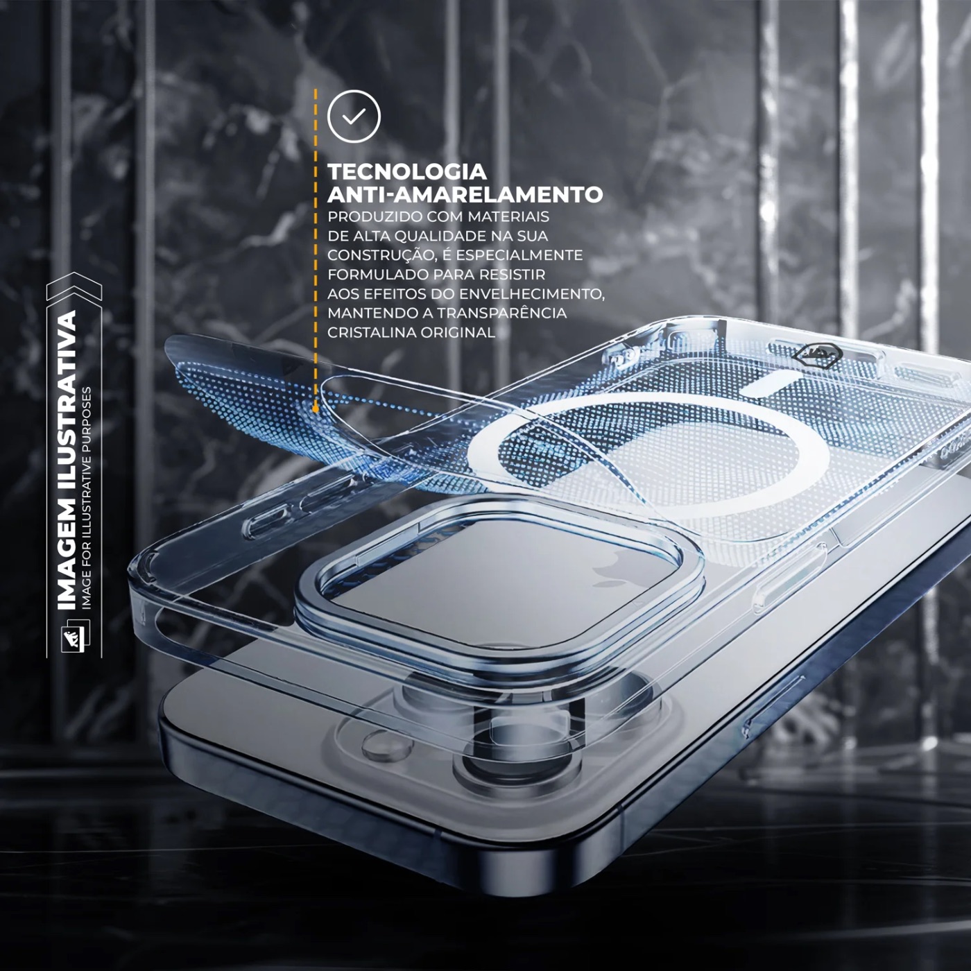 CAPA MAGSAFE CRYSTAL ARMOR STAND 17 PRO MAX (NÃO AMARELA)