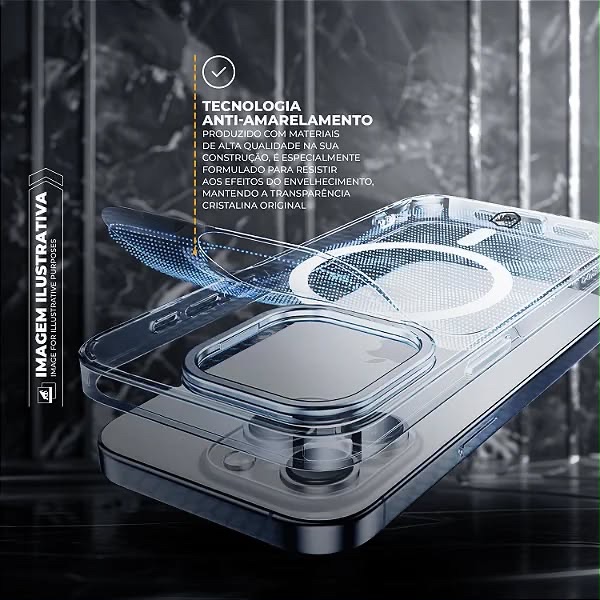 CAPA MAGSAFE CRYSTAL ARMOR STAND 17 PRO (NÃO AMARELA)