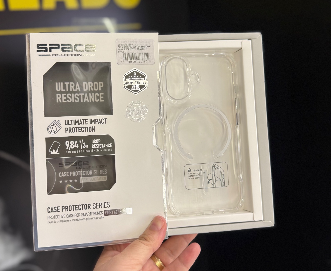 CAPA MAGSAFE CRYSTAL VENESIS IPHONE 17-BRANCA - NÃO AMARELA - SPACE