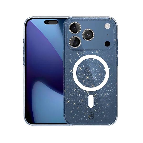 CAPA MAGSAFE GLITTER + LENTE GLITTER 17 PRO
