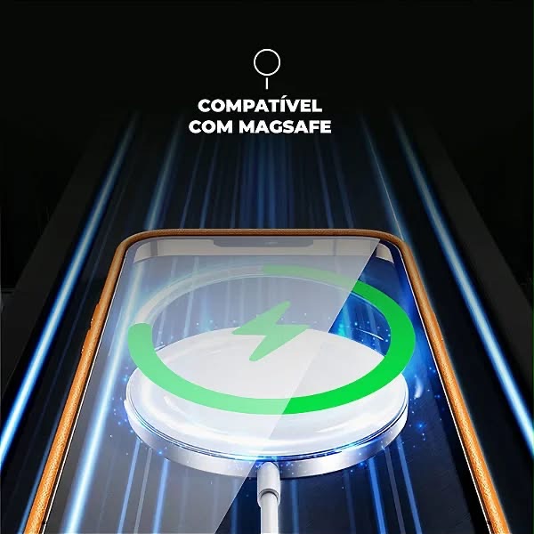 CAPA MAGSAFE TECH COURO PRETA 17 PRO