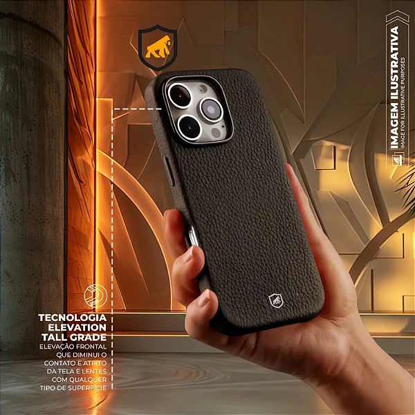 CAPA MAGSAFE TECH COURO PRETA IPHONE 15