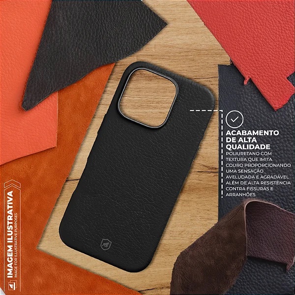 CAPA MAGSAFE TECH COURO PRETA IPHONE 15