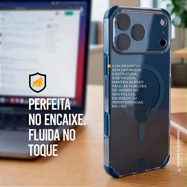 CAPA PARA IPHONE 17 PRO - CRYSTAL EDGE MAGSAFE - AZUL - NÃO AMARELA - GSHIELD