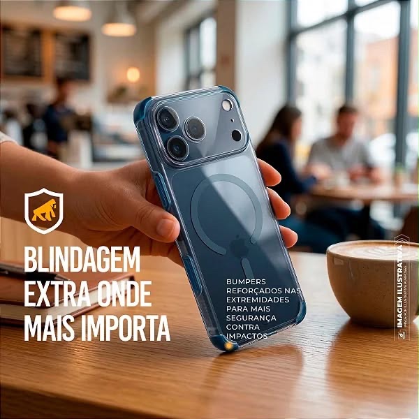 CAPA PARA IPHONE 17 PRO - CRYSTAL EDGE MAGSAFE - AZUL - NÃO AMARELA - GSHIELD