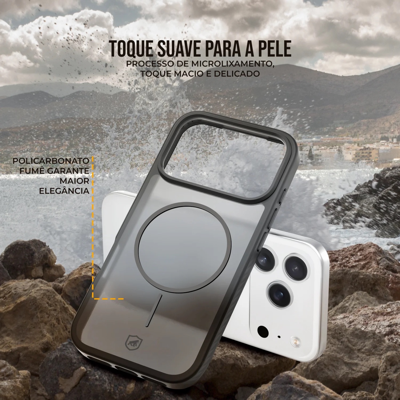 CAPA  IPHONE 17 PRO  - MAGSAFE WAVE FUMÊ - PRETA