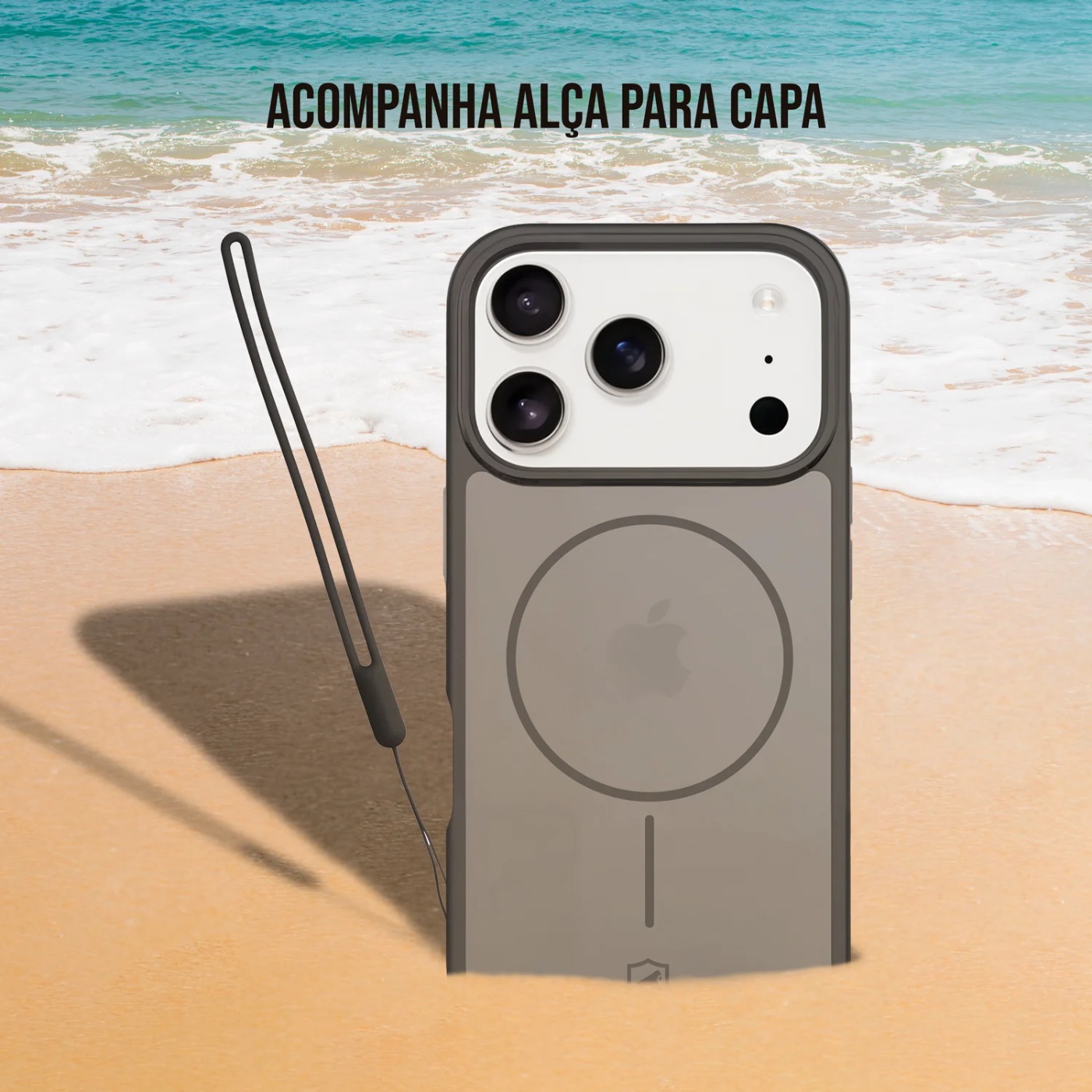 CAPA IPHONE 17 PRO MAX - MAGSAFE WAVE FUMÊ - PRETA