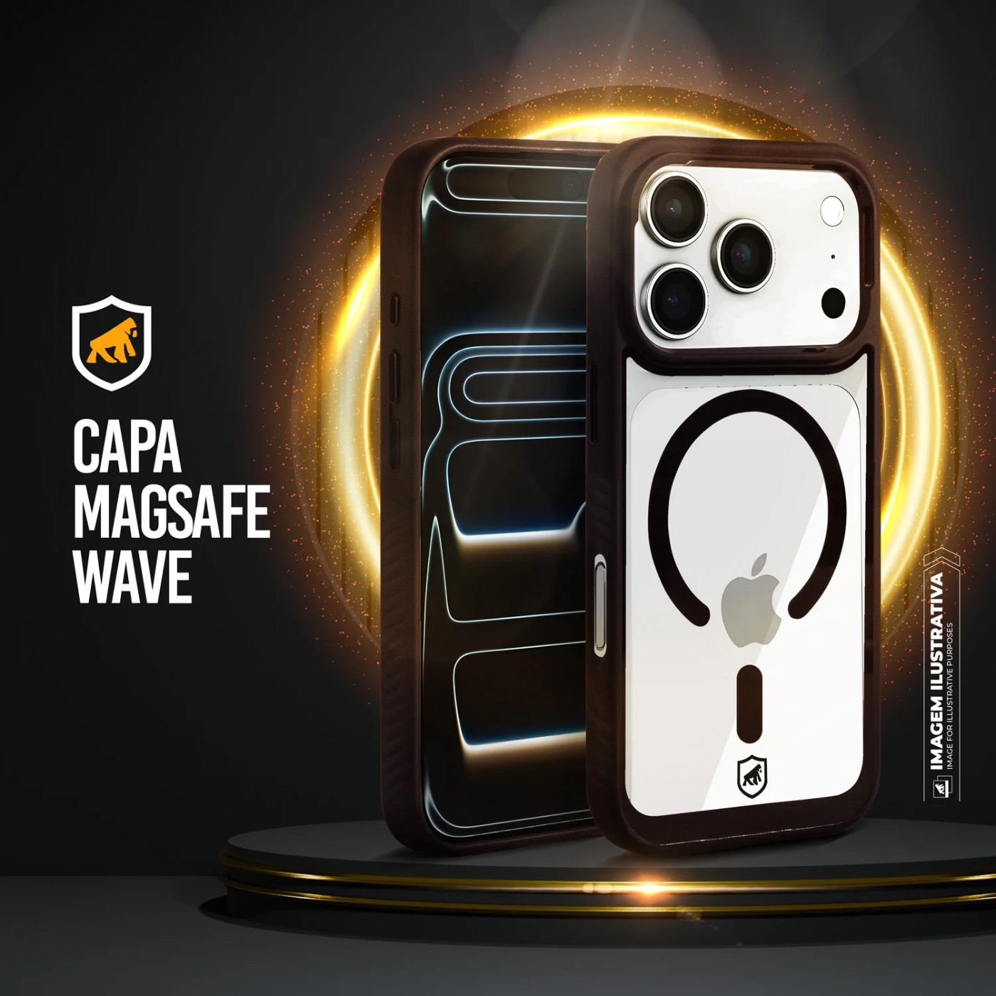 CAPAIPHONE 17 PRO - MAGSAFE WAVE TRANSPARENTE - PRETA
