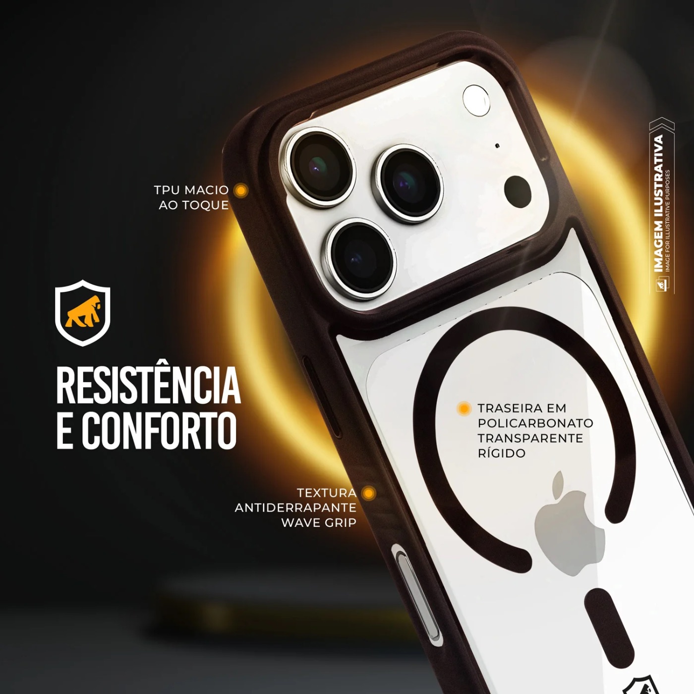 CAPAIPHONE 17 PRO - MAGSAFE WAVE TRANSPARENTE - PRETA