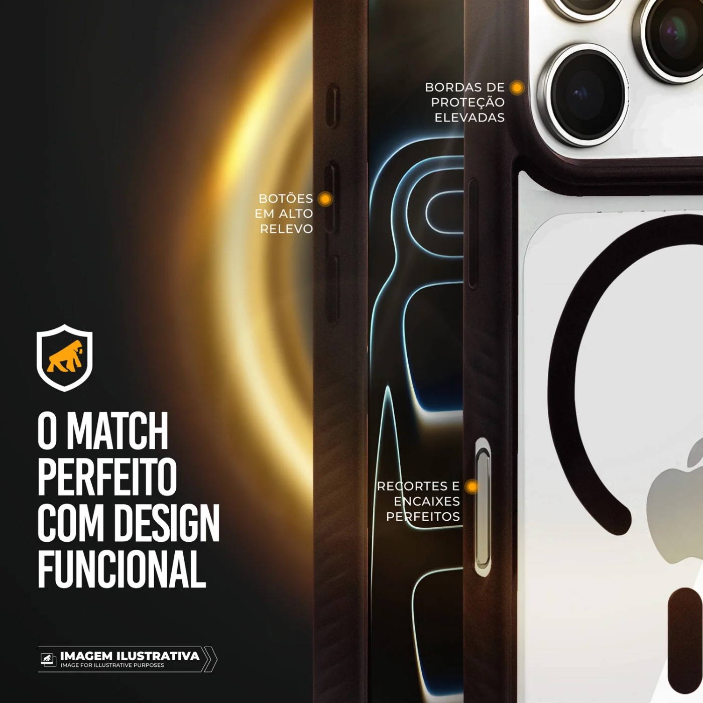 CAPAIPHONE 17 PRO - MAGSAFE WAVE TRANSPARENTE - PRETA
