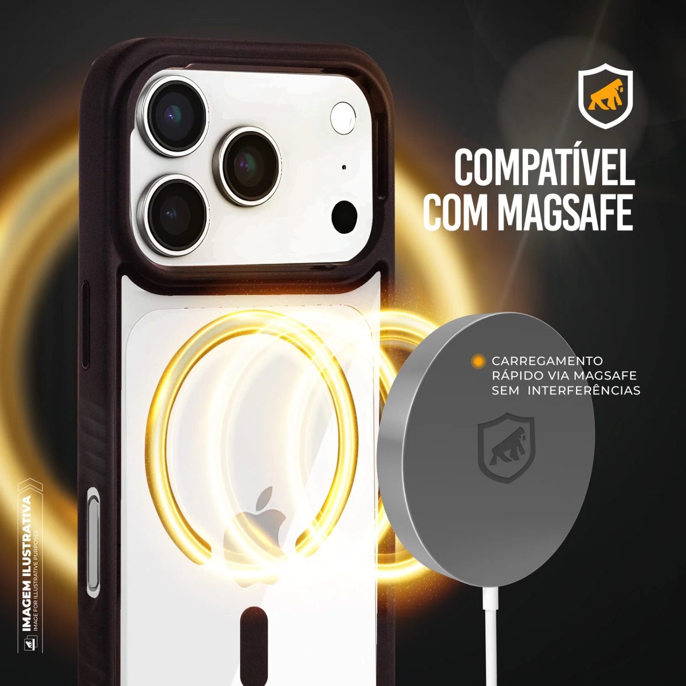 CAPAIPHONE 17 PRO - MAGSAFE WAVE TRANSPARENTE - PRETA