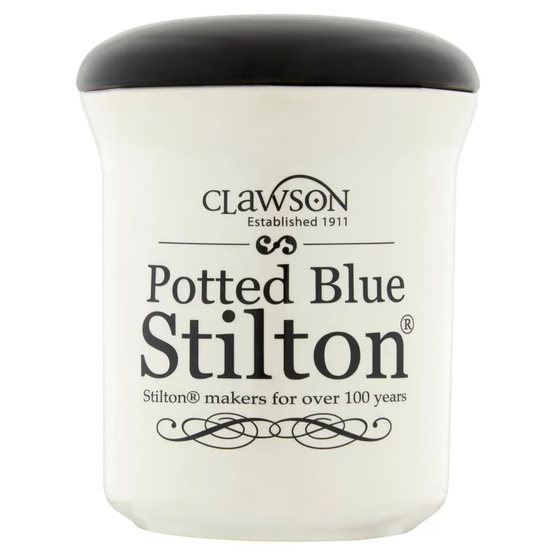 Blue Stilton blue cheese in a ceramic cup 100g - England