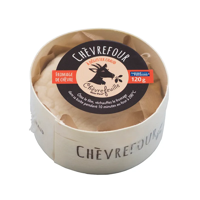 Chevrefeuille goat's milk cheese CHEVREFOUR in a wooden box 120 g