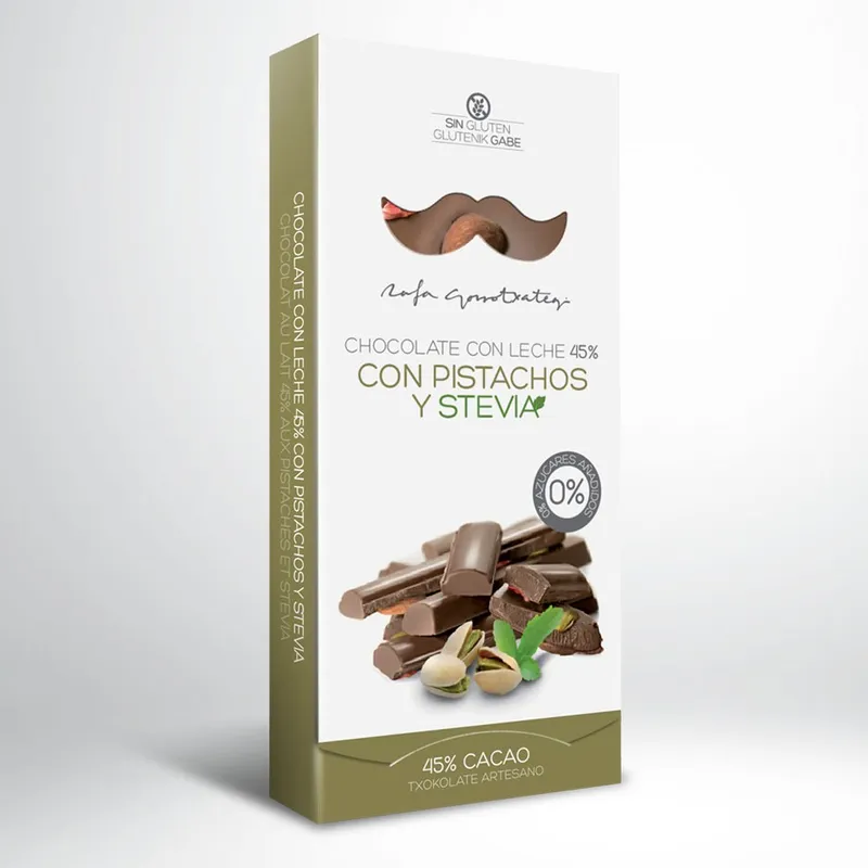Piimašokolaad pistaatsiapähklite ja steeviaga 100 g