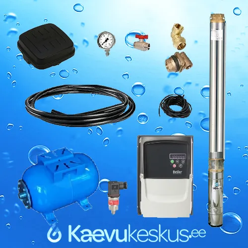 Puurkaevupumba komplekt süvaveepumbaga Calpeda 4SD 10/12 4″ 2,2kW 3x400V sagedusmuunduriga